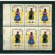 ALEMANIA ORIENTAL DDR 1964 SELLOS SE-TENANT ZUSAMMENDRUCKE ESTAMPILLAS MINT TRAJES TIPICOS MI. WZd 154/5   €38