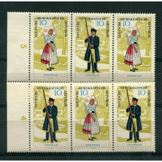 ALEMANIA ORIENTAL DDR 1964 SELLOS SE-TENANT ZUSAMMENDRUCKE ESTAMPILLAS MINT TRAJES TIPICOS MI. WZd 1552/3   €38