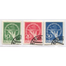 ALEMANIA OCCIDENTAL BERLIN 1949 Yv. 54/6 SERIE COMPLETA USADA DE LUJO 550 EUROS