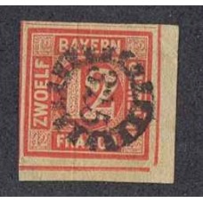 ALEMANIA 1849 ESTADO DE BAVIERA Yv. 7 HERMOSO EJEMPLAR CON ESQUINA DE HOJA UN LUJO 200 Euros