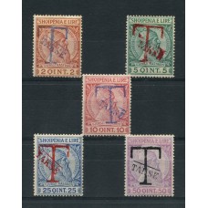 ALBANIA 1914 TAXA Yv. 1/5 SERIE COMPLETA DE ESTAMPILLAS NUEVAS CON GOMA, RARA 115 EUROS