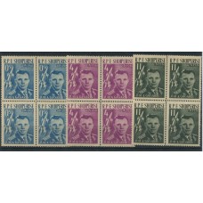 ALBANIA 1962 Yv. 564/6 SERIE COMPLETA DE ESTAMPILLAS NUEVAS MINT EN BLOQUES DE CUATRO, ESPACIO COHETERIA