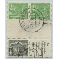 ALEMANIA OCCIDENTAL BERLIN 1952 ZUSAMMENDRUCKE MUY RARO CUADRO SE-TENANT MI. SZ.6 USADO 200 Euros