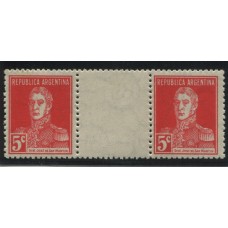 ARGENTINA 1924 GJ 599EV PAREJA CON ENTRECINTAS DE ESTAMPILLAS NUEVAS CON GOMA U$ 100