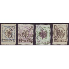 ALBANIA 1913 Yv. 20,22,23 y 24 ESTAMPILLAS USADAS 30 EUROS