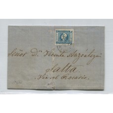 ARGENTINA 1859 GJ 17i CABECITA VARIEDAD ANGULO SUPERIOR DERECHO DEFECTUOSO ESTAMPILLA EN PLIEGO COMPLETO DE FECHA 27 de JUNIO de 1862, RARISIMO EN CARTA EL CATALOGO NO DA PRECIO