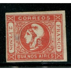 ARGENTINA 1859 GJ 15 PE 11 100% ORIG. NUEVO PEQ. DEF. U$ 550