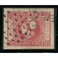 ARGENTINA 1862 GJ 19 PE 15 ESTAMPILLA 100% ORIG. LUJO U$ 165 + VARIEDAD MANCHA DELANTE DE LA FRENTE 