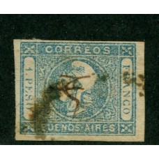 ARGENTINA 1859 GJ 17A BUENOS AIRES CABECITA  VARIEDAD COLOR AZUL LECHOSO  U$ 140
