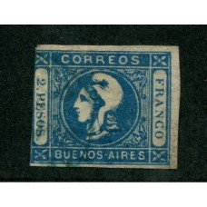 ARGENTINA 1862 GJ 22d CABECITA VARIEDAD CON FILIGRANA LACROIX FRERES RARISIMO U$ 900