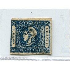 ARGENTINA 1859 GJ 17A CABECITA VARIEDAD COLOR AZUL INDIGO CON INFIMOS DEFECTOS TIENE UNA RARA IMPRESION Y UNA VARIEDAD EN LA SEGUNDA "R" DE CORREOS U$ 140, OFRECIDO A MUY BAJO PRECIO