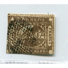 ARGENTINA 1858 GJ 09A BUENOS AIRES COLOR CHOCOLATE ESTUPENDO EJEMPLAR RARO  U$ 385