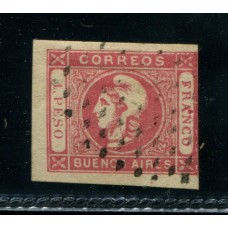 ARGENTINA 1862 GJ 21 CABECITA ESTAMPILLA CON VARIEDAD EN PUNTO EN "FRA¨NCO"