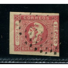 ARGENTINA 1862 GJ 21 CABECITA ESTAMPILLA CON VARIEDAD EN PUNTO EN "FRA¨NCO"