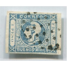 ARGENTINA 1859 GJ 17c ESTAMPILLA VARIEDAD 1 SIN PUNTO HERMOSO EJEMPLAR U$ 40