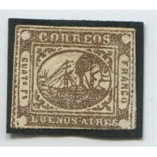 ARGENTINA 1858 GJ 09 BUENOS AIRES ESTUPENDO EJEMPLAR NUEVO DE LUJO U$ 385