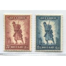 BELGICA 1932 Yv. 351/2 SERIE DE ESTAMPILLAS NUEVAS MINT SOLDADOS UNIFORMES MILITARES 420 EUROS