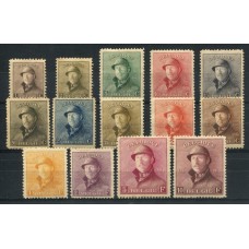 BELGICA 1919 Yv. 165/78 SERIE COMPLETA DE ESTAMPILLAS NUEVAS CON GOMA, LA RARA SERIES "LOS CASCOS" DE MUY BUENA CALIDAD 750 EUROS