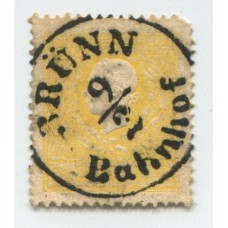 AUSTRIA 1858 YVERT 11 ESTAMPILLA CON MATASELLO BRUNN BAHNHOF (FERROCARRIL) +65 EUROS