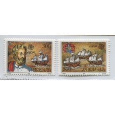 TEMA EUROPA 1992 YUGOSLAVIA SERIE COMPLETA DE ESTAMPILLAS NUEVAS MINT COLON BARCOS