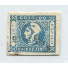 ARGENTINA 1859 GJ 17c ESTAMPILLA VARIEDAD 1 SIN PUNTO HERMOSO EJEMPLAR U$ 40