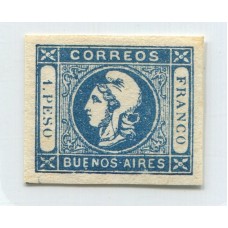 ARGENTINA 1859 GJ 17 ESTAMPILLA NUEVA CON VARIEDAD MANCHA DETRÁS DE LA NUCA