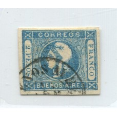 ARGENTINA 1862 GJ 22 CABECITA IMPRESIÓN BORROSA CON VARIEDAD DOBLE IMPRESIÓN PARCIAL NO CATALOGADA, MUY RARA