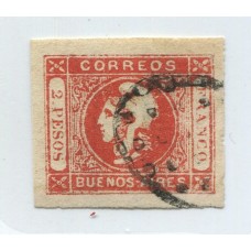 ARGENTINA 1859 GJ 18 CABECITA IMPRESIÓN BORROSA DE MUY FRESCO COLOR, HERMOSO EJEMPLAR DE LUJO U$ 135