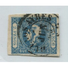 ARGENTINA 1862 GJ 22 CABECITA ESTAMPILLA CON 4 MARGENES Y MATASELLO CENTRAL Bs. As. "S" U$ 55