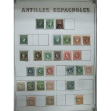 COLONIAS ESPAÑOLAS ANTILLAS MUY RARA COLECCION DE ESTAMPILLAS SUMA 515 EUROS