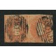 CHILE 1856 Yv. 5b ESTAMPILLA COLON IMPRESIÓN DE SANTIAGO COLOR SALMON PAREJA HORIZONTAL USADA +320 EUROS