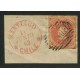 CHILE 1856 Yv. 5 ESTAMPILLA COLON IMPRESIÓN DE SANTIAGO SOBRE FRAGMENTO CON MATASELLO FECHADOR