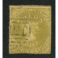 CHILE 1861 Yv. 07 ESTAMPILLA COLON ULTIMA DE LONDRES USADA 40 EUROS