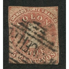 CHILE 1854 Yv. 1B ESTAMPILLA COLON DESMADRYL USADA 80 EUROS