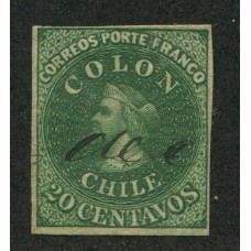 CHILE 1861 Yv. 10 ESTAMPILLA COLON ULTIMA DE LONDRES 65 EUROS, HERMOSO