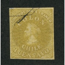 CHILE 1861 Yv. 07 ESTAMPILLA COLON ULTIMA DE LONDRES USADA 40 EUROS