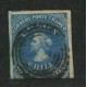 CHILE 1854 Yv. 2B ESTAMPILLA COLON DESMADRYL USADA COLOR AZUL CLARO 175 EUROS