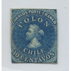 CHILE 1861 Yv. 09 ESTAMPILLA COLON ULTIMA DE LONDRES NUEVA 70 EUROS