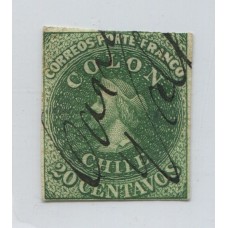 CHILE 1861 Yv. 10 ESTAMPILLA COLON ULTIMA DE LONDRES 65 EUROS MUY LINDO COLOR