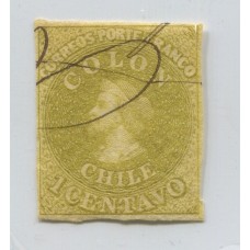 CHILE 1861 Yv. 07 ESTAMPILLA COLON ULTIMA DE LONDRES USADA 40 EUROS