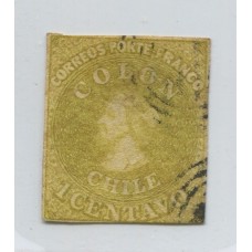CHILE 1861 Yv. 07 ESTAMPILLA COLON ULTIMA DE LONDRES USADA 40 EUROS