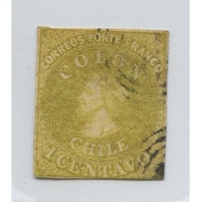 CHILE 1861 Yv. 07 ESTAMPILLA COLON ULTIMA DE LONDRES USADA 40 EUROS