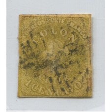 CHILE 1861 Yv. 07 ESTAMPILLA COLON ULTIMA DE LONDRES USADA 40 EUROS