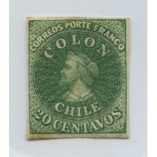 CHILE 1861 Yv. 10 ESTAMPILLA COLON ULTIMA DE LONDRES NUEVA CON GOMA PARCIAL 110 EUROS