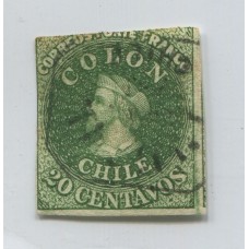 CHILE 1861 Yv. 10 ESTAMPILLA COLON ULTIMA DE LONDRES 65 EUROS CON RARO MATASELLO INUTIL CON ESTRELLA