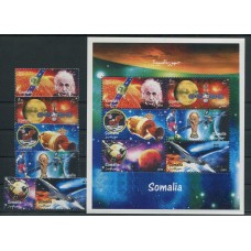 ESPACIO COHETERIA DEPORTES FUTBOL AVIONES EINSTEIN SOMALIA SERIE COMPLETA MAS HOJA BLOQUE DE ESTAMPILLAS NUEVAS MINT