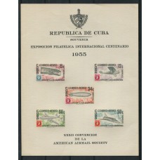 CUBA 1955 BLOQUE 14 HOJA COMPLETA DE ESTAMPILLAS MINT AVIONES, RARA 50 EUROS
