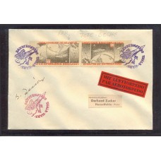 COHETERIA ESPACIO SOBRE ESPECIAL CORREO POR COHETE ALEMANIA CON ESTAMPILLAS SEMI-OFICIAL TETE-BECHE 1934 FIRMADO, RARO