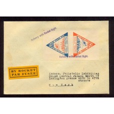 COHETERIA ESPACIO SOBRE ESPECIAL CORREO POR COHETE ALEMAN EN ESTADOS UNIDOS CON ESTAMPILLAS SEMI-OFICIALES SE-TENANT 1936 1º VUELO