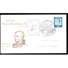 COHETERIA ESPACIO ALEMANIA BERLIN 1962 TARJETA ENTERO POSTAL JOHN GLENN CON MATASELLO ESPECIAL